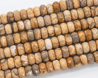 Genuine Natural Brown Picture Jasper Loose Beads Faceted Rondelle Shape 10x6MM