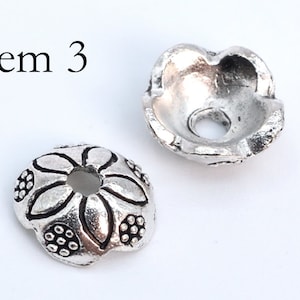 50 pcs Bead Caps Spacers End Cap DIY Jewelry Making Antique Silver Tone image 4