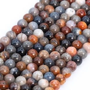 Genuine Natural Coral Fossil Jasper Multicolor Loose Beads Round Shape 4mm