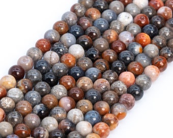 Genuine Natural Coral Fossil Jasper Multicolor Loose Beads Round Shape 4mm