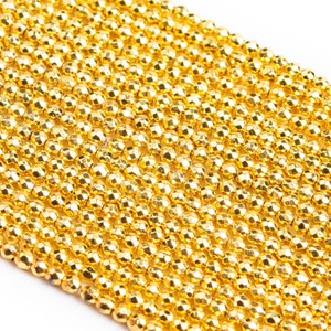 Shiny Gold Tone Hematite Loose Beads Faceted Round Shape  2mm 3mm 4mm