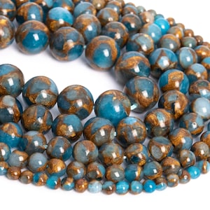 Perline di quarzo spugnoso sintetico blu cielo, forma rotonda, 6 mm, 8 mm, 10 mm, 12 mm