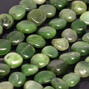 Genuine Natural Green Jasper Loose Beads Grade AA Pebble Nugget Shape 8-10mm