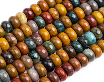 Genuine Natural Ocean Jasper Smooth Loose Beads Rondelle Shape 6x4mm 8x4mm