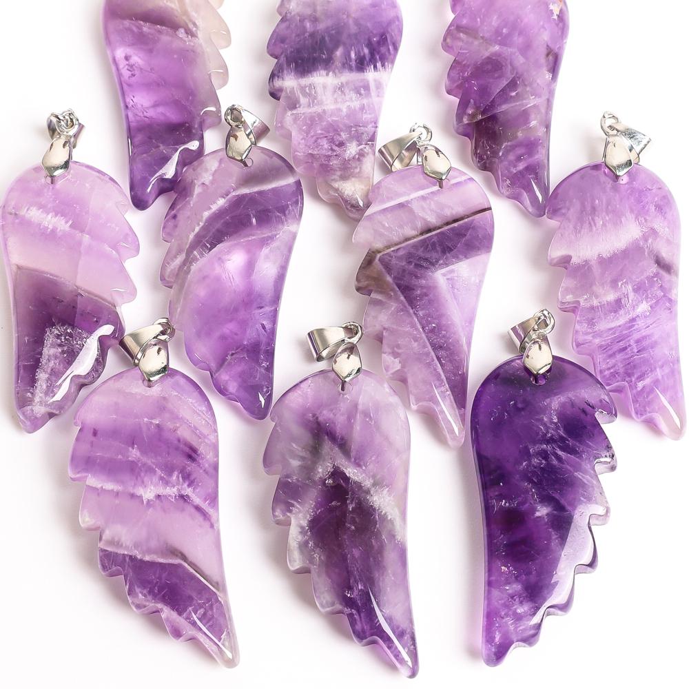 Genuine Natural Purple Wing Amethyst Top Drilled Healing Gemstone