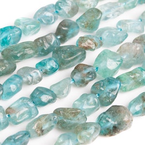 Genuine Natural Blue Apatite Transparent Loose Beads Grade A Pebble Nugget Shape 6-8mm
