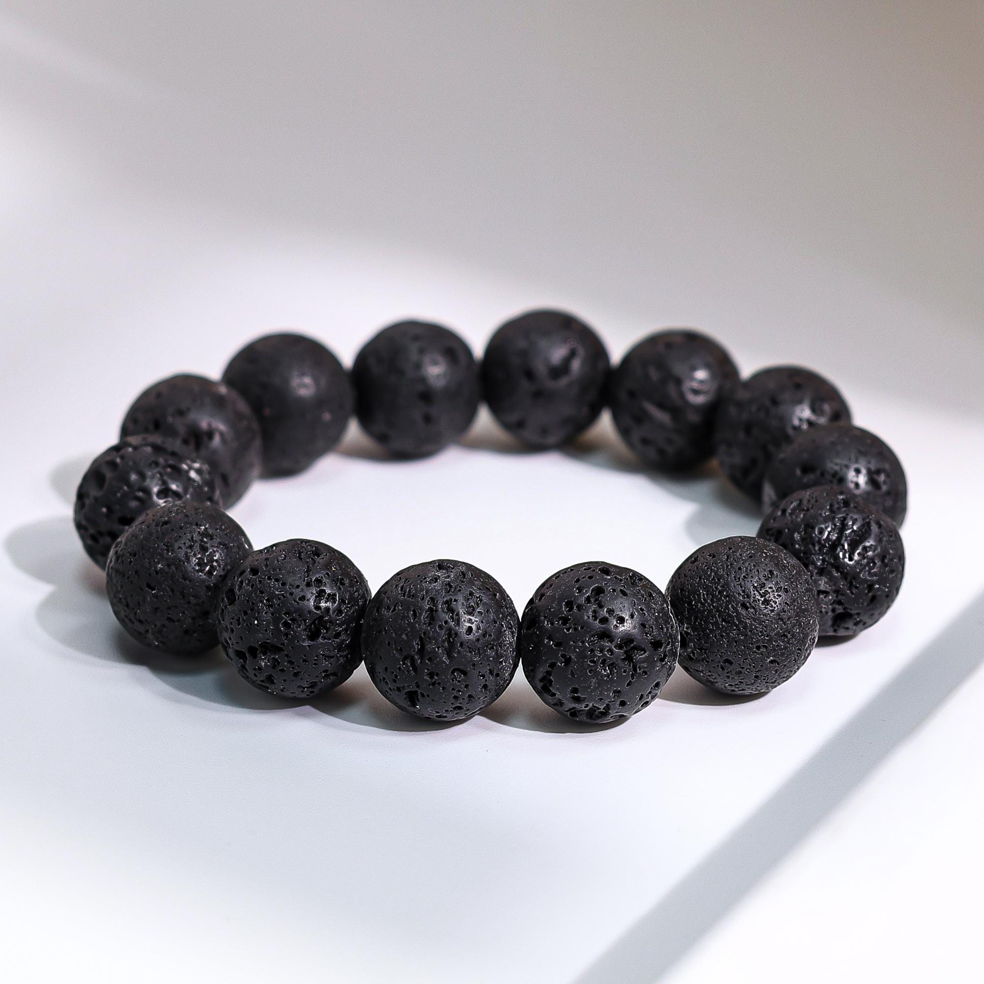 16/18/20 MM Genuine Natural Black Volcanic Lava A Round Smooth Big