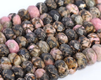 Genuine Natural Rhodonite Loose Beads Faceted Rondelle Shape 6x4mm 8x5mm