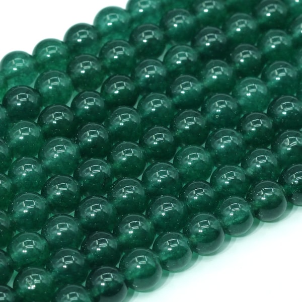 Dark Green Jade Loose Beads Round Shape 7-8mm