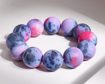 19-20 MM Matt Sternenhimmel Achat Multicolor Runde Große Größe Perlen Edelstein-Armband für Mann und Frau