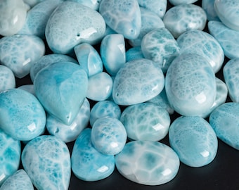 Top Drilled Cabochon Different Shape Stone Pendant - Genuine Natural Blue Larimar