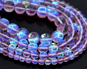 6  8  10 mm  To Choose From Holographic Quartz Beads Wholesale,A-144 Smooth Crystal Beads 1 Full Strand Mystic Aura Quartz Round Beads
