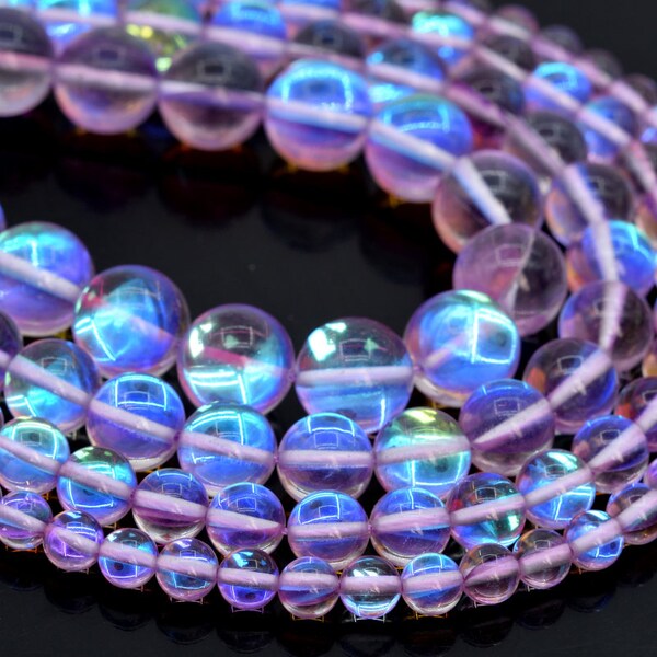 Light Purple Mystic Aura Quartz Loose Beads Round Shape 6mm 8mm 10mm