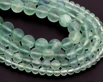 Genuine Natural Matte Green Fluorite Loose Beads Grade A Round Shape 6mm 8mm 10mm 12mm