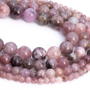Genuine Natural Lepidolite Loose Beads Grade A Purple Pink Round Shape 6mm 8mm 10mm