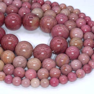 Genuine Natural Pink Haitian Flower Rhodonite Loose Beads Round Shape 6-7mm 8mm 10mm 12mm 16mm