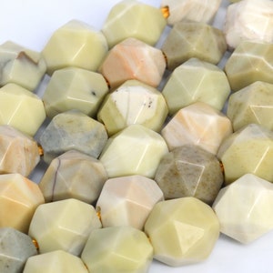 Genuine Natural Butter Jade Loose Beads Star Cut Faceted Shape 5-6mm 7-8mm