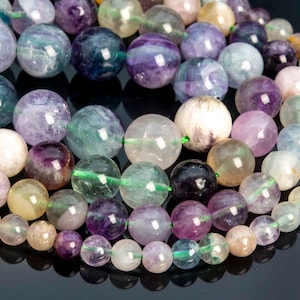 Genuine Natural Multicolor Fluorite Loose Beads Grade AA Round Shape 6mm 8-9mm 10mm