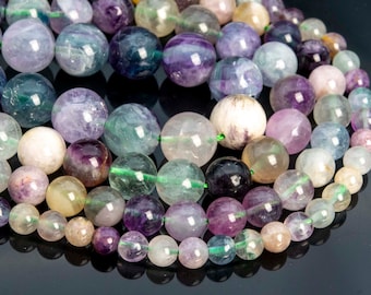 Véritable forme ronde 6 mm 8-9 mm 10 mm de fluorite multicolore naturelle de qualité AA