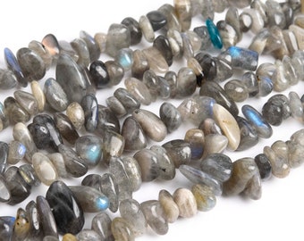 Genuine Natural Gray Labradorite Loose Beads Madagascar Grade AA Pebble Chips Shape 4-10mm
