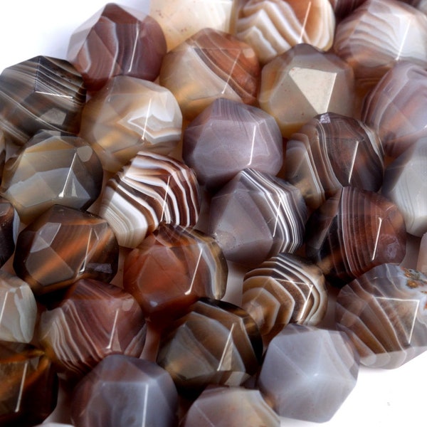 Genuine Natural Botswana Agate Loose Beads Grade AAA Star Cut Faceted Shape 7-8mm 9-10mm