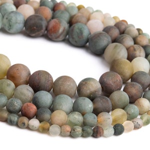 Genuine Natural Matte Multicolor Moss Agate Loose Beads Round Shape 6mm 8mm 10mm