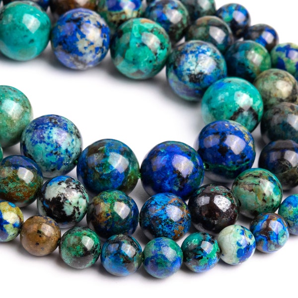 Genuine Natural Blue & Green Azurite Malachite Quartz Loose Beads Grade AAA Round Shape 6mm 8mm 10mm