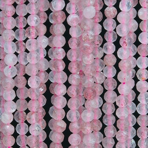 Genuine Natural Pink Strawberry Quartz Loose Beads Grade AAA Faceted Round Shape 3MM