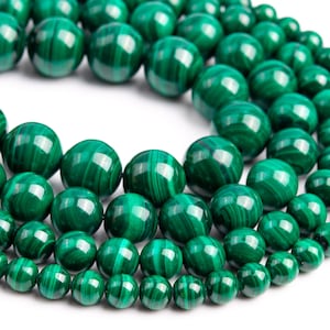 Genuine Natural Green Malachite Loose Beads Grade AAA Round Shape 6mm 8mm 10mm 12mm