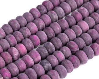 Cuentas sueltas de jaspe morado oscuro mate, forma redonda, 6 x 4 mm, 8 x 5 mm
