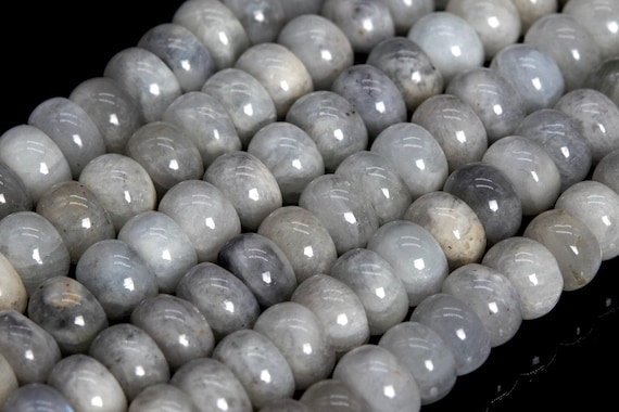 Genuine Natural Light Gray Moonstone Loose Beads India Grade A Rondelle Shape 9x3-5mm