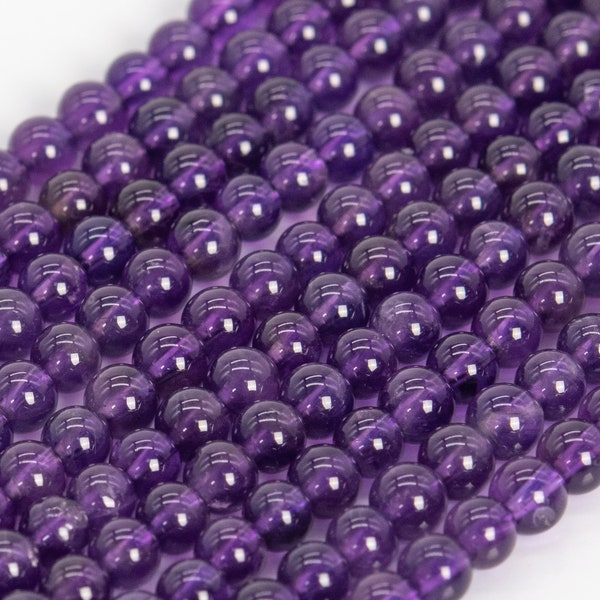 Genuine Natural Purple Amethyst Loose Beads Grade AA Round Shape 4mm