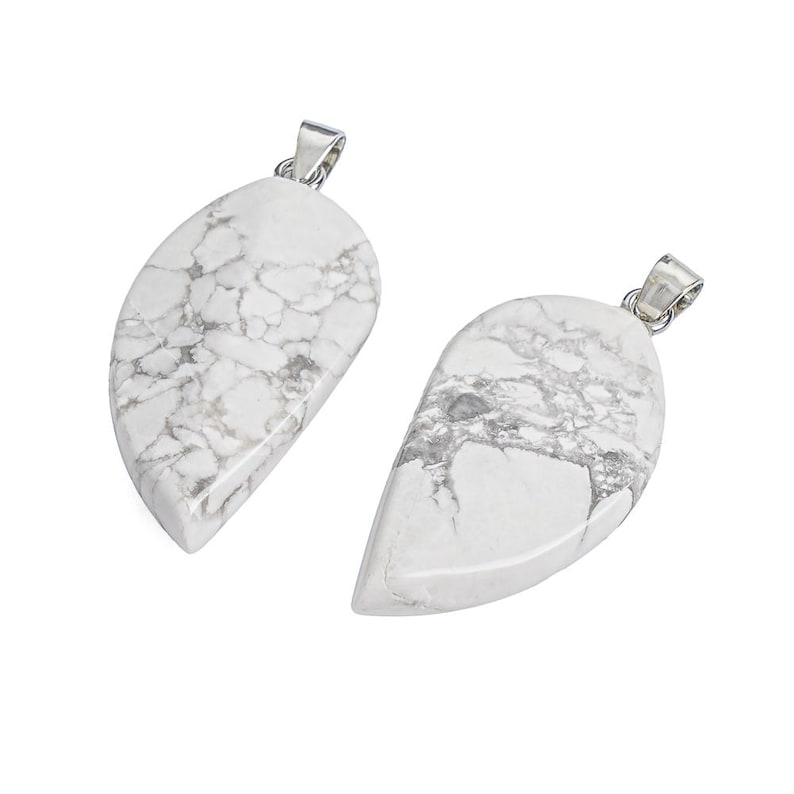 Genuine Natural White Leaf Howlite Top Drilled Healing Gemstone Pendant ...