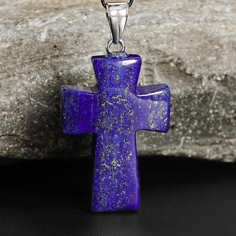Genuine Natural Blue Cross Lapis Lazuli Top Drilled Healing Gemstone ...