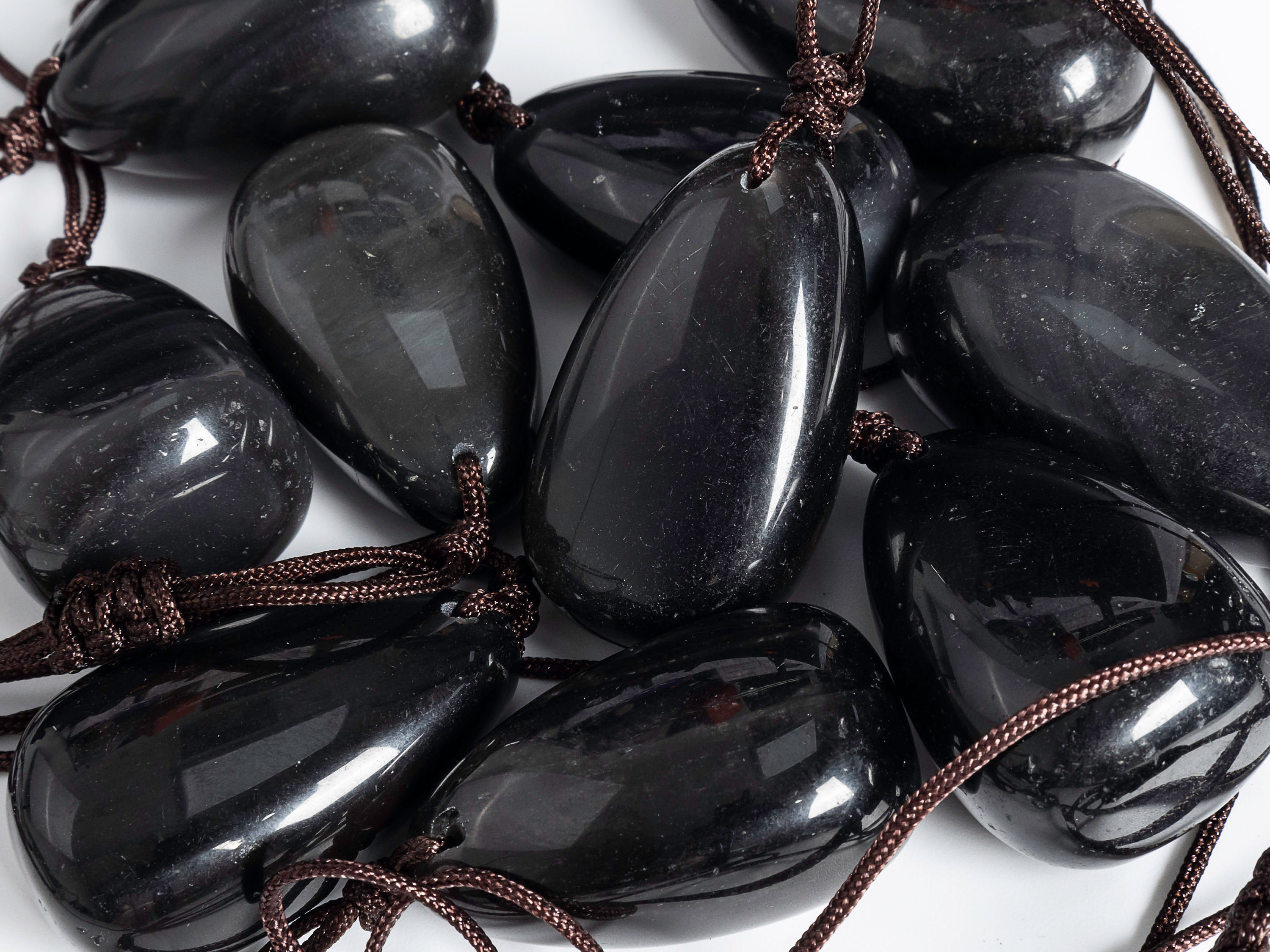 Ciondolo Ossidiana Nera A Forma Di Goccia - Con Cordino In Pelle Nera - Foto 3