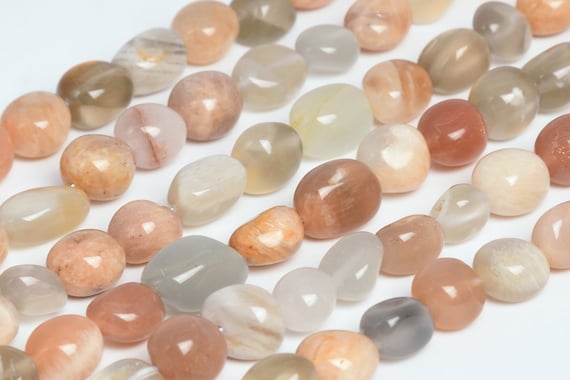 Genuine Natural Multicolor Oranger Moonstone Loose Beads Grade A Pebble Nugget Shape 8-10mm