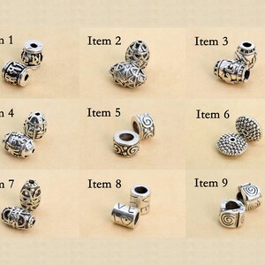 10 Pcs Tube / Rondelle Spacer Beads - Antique Silver Tone Beads