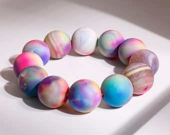 19-20 MM Matt Sternenhimmel Achat Multicolor Runde Große Größe Perlen Edelstein-Armband für Mann und Frau