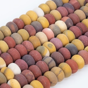 Genuine Natural Matte Multicolor Mookaite Loose Beads Rondelle Shape 10x6mm