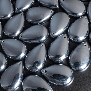 Genuine Natural Silver Candy Terahertz Pendant-Teardrop Terahertz Top Drilled Cabochon Bead Pendant