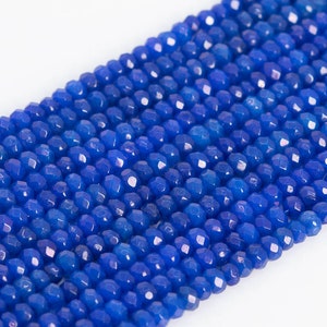 Natural Royal Blue Jade Loose Beads Faceted Rondelle Shape 3x2mm