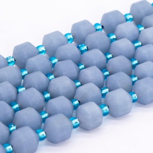 Genuine Natural Angelite Loose Beads Grade AA Faceted Bicone Barrel Drum Shape 8x7mm