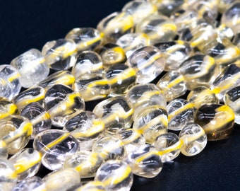 Genuine Natural Lemon Quartz Loose Beads Pebble Chips Shape 5-7mm