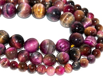Cat Eye Galaxy Pink Sky Tiger Eye Loose Beads Grade AAA Round Shape 6mm 8mm 10mm