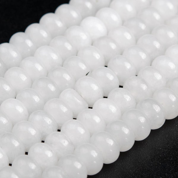 Genuine Natural White Jade Loose Beads Rondelle Shape 6x4mm 8x5mm