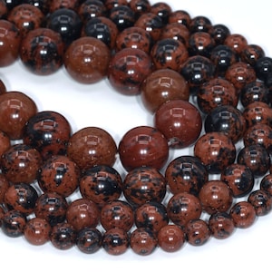 Genuine Natural Mahogany Obsidian Loose Beads Round Shape 6-7mm 8mm 12mm 15mm
