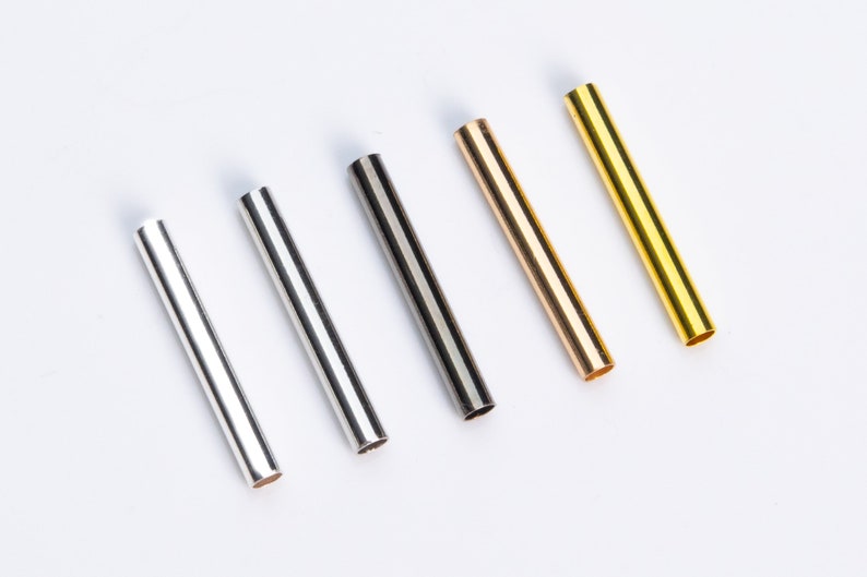 White Gold Black Gunmetal Tone Spacer Beads Light Gold Gold 20 Pcs Round Tube Spacer Beads- Silver