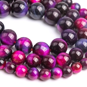 Purple Pink Tiger Eye Loose Beads Round Shape 6mm 8mm 10mm