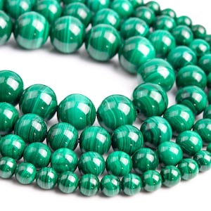 Genuine Natural Green Malachite Loose Beads Grade AAA Round Shape 6mm 8mm 10mm 12mm