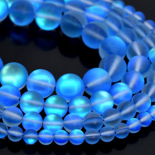 Matte Sky Blue Mystic Aura Quartz Loose Beads Round Shape 6mm 8mm 10mm 12mm